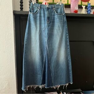 Frame Denim Blue Washed Denim Maxi Skirt